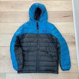 Patagonia reversible blue/grey or geometric fall jacket size 14 (xl)